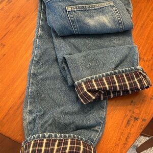 L.L. Bean Blue Jeans with Plaid Accents Mens 34-34